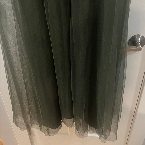 Strapless Olive Green Tulle Evening Gown Prom Worn once EUC Alfred Angelo Sz 14 - Picture 4 of 14